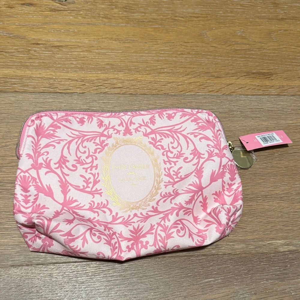 Estee Lauder Laduree Pink and Gold Cosmetic Bag